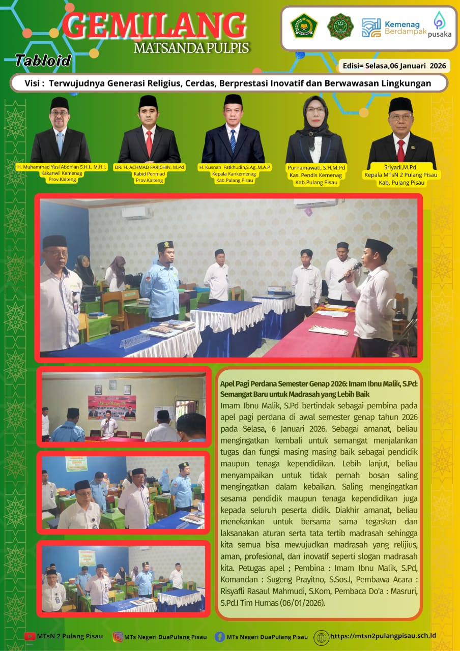 Apel Pagi Perdana Semester Genap 2026: Imam Ibnu Malik, S.Pd: Semangat Baru untuk Madrasah yang Lebih Baik